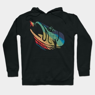 Vintage Distressed Mountain trout Fly Fishing Colorful Fish Art Hoodie